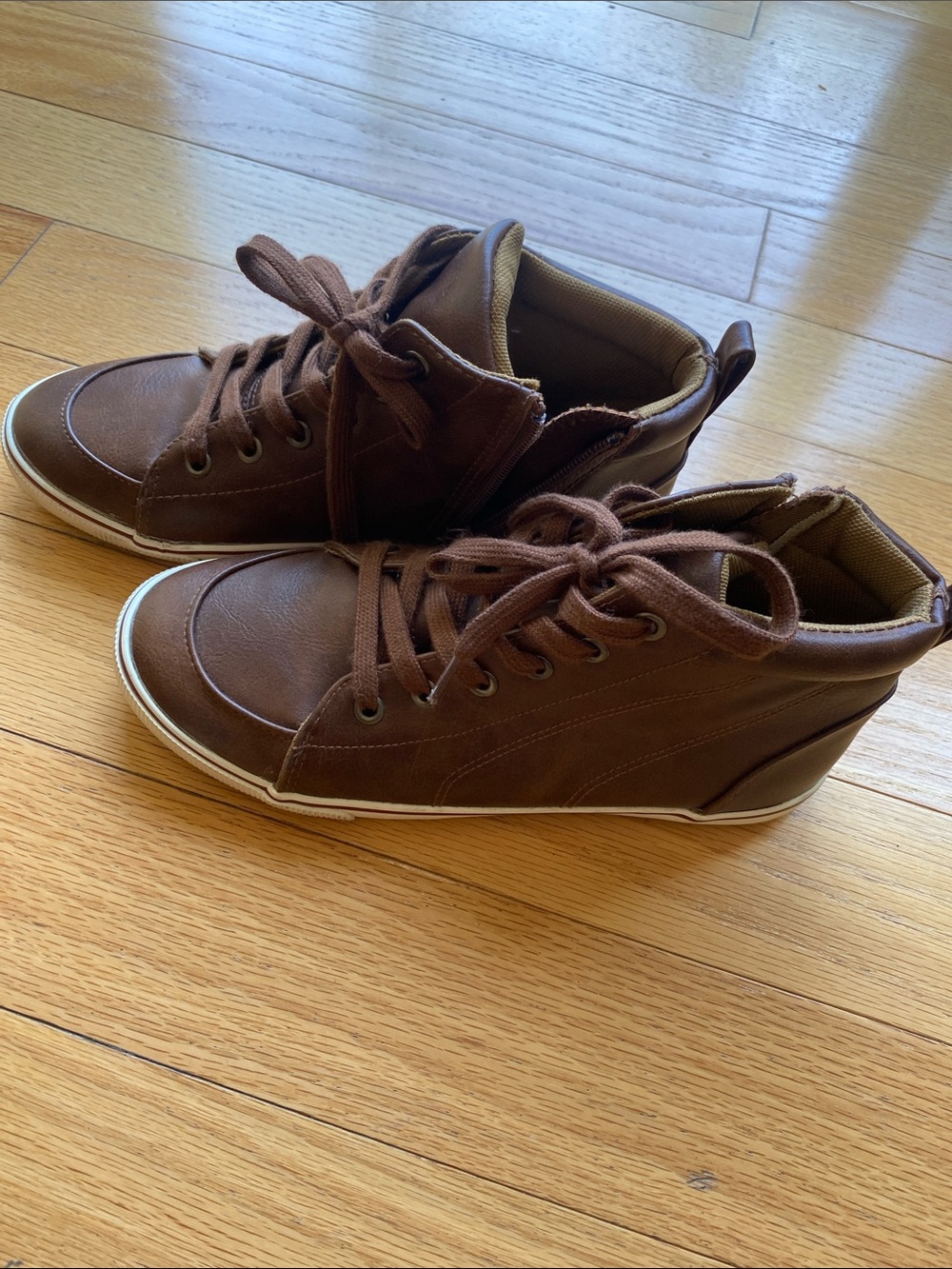 Cat & Jack Brown High-Top Kids Sneakers with White Trim